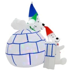 6ft Inflatable Igloo LED Disco Lights Polar Bears Decoration -XS-Stock XS7386 4 opt