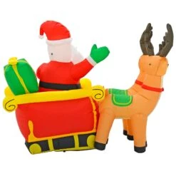 6ft LED Inflatable Santa Sleigh 2 Reindeer Christmas Decoration -XS-Stock XS7391 4 opt