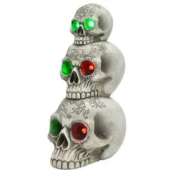 Light Up Skull Stack Colour Change LED Halloween Decoration 30cm -XS-Stock XS7409 2 opt