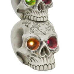Light Up Skull Stack Colour Change LED Halloween Decoration 30cm -XS-Stock XS7409 4 opt