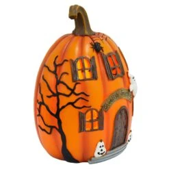 LED Pumpkin House Ghoulish Greetings Halloween Decoration 19cm -XS-Stock XS7410 2 opt