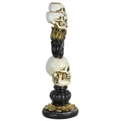 3 Candle Skull Candelabra Black Gold Halloween Decoration 30cm -XS-Stock XS7413 2 opt