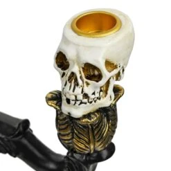 3 Candle Skull Candelabra Black Gold Halloween Decoration 30cm -XS-Stock XS7413 3 opt