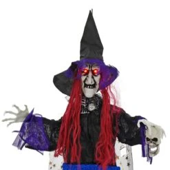 4ft Hanging Witch Light Up Eyes Sounds Halloween Decoration -XS-Stock XS7458 2 opt