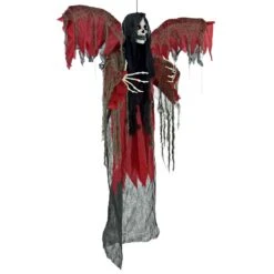 6ft Hanging Winged Reaper Light Up Sounds Skeleton Decoration -XS-Stock XS7460 3 opt