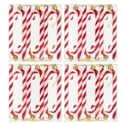 Pack Of 24 Candy Cane Tree Decorations Red White Glitter 13cm -XS-Stock XS7467 4 1 opt