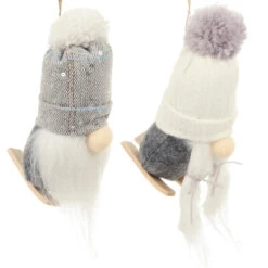 Pair Of Grey White Gonks Christmas Tree Decorations 17cm -XS-Stock XS7521 2 opt