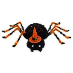 Light Up Spider With Hat Decoration Black Tinsel Orange LED 50cm -XS-Stock XS7532 2 opt