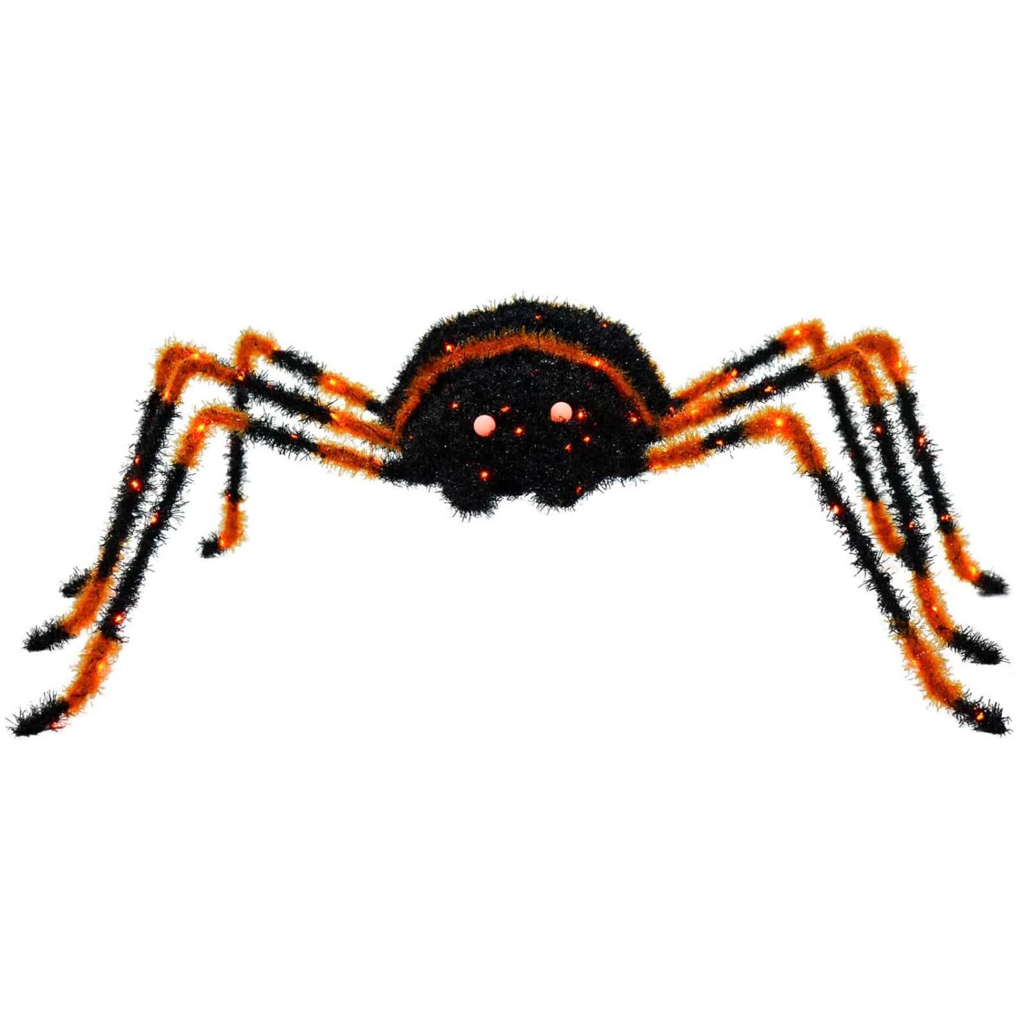 Large Light Up Spider Decoration Black Tinsel Orange LED 90cm 4 Large Light Up Spider Decoration Black Tinsel Orange LED 90cm - Image 4