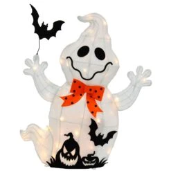 Light Up Ghost With Bat Halloween Decoration White LED 74cm 8 Light Up Ghost With Bat Halloween Decoration White LED 74cm -XS-Stock XS7535 1 opt