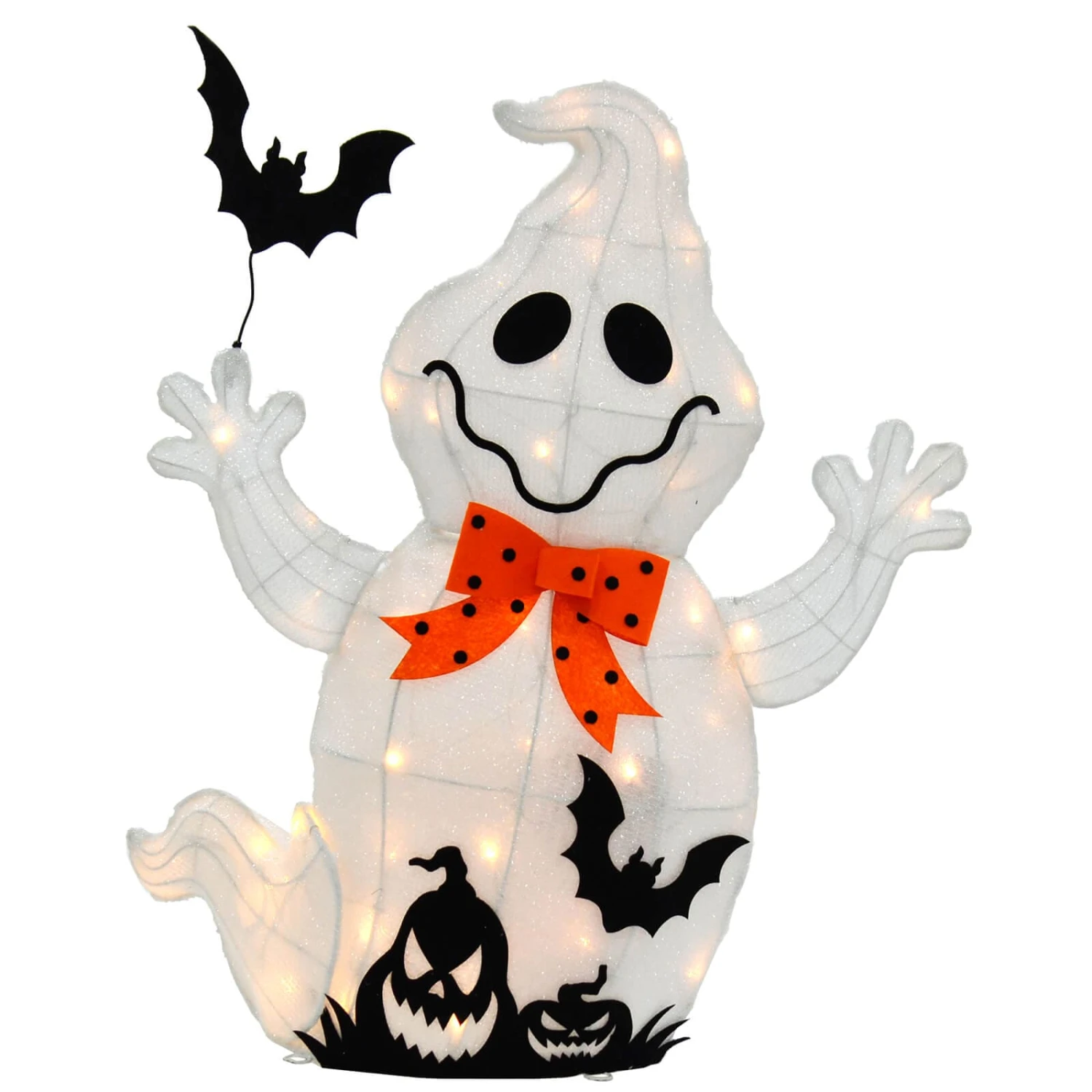 Light Up Ghost With Bat Halloween Decoration White LED 74cm 3 Light Up Ghost With Bat Halloween Decoration White LED 74cm - Image 3