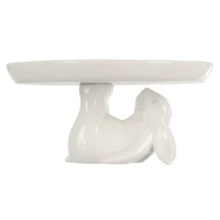 Easter Bunny Cupcake Stand Display Plate White Rabbit Porcelain -XS-Stock XS7585 2 opt
