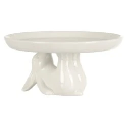 Easter Bunny Cupcake Stand Display Plate White Rabbit Porcelain -XS-Stock XS7585 3 opt