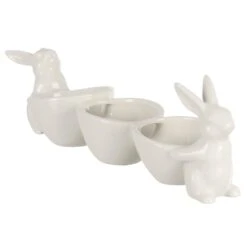 White Rabbits With Easter Egg Candy Bowls Table Decoration -XS-Stock XS7587 2 opt
