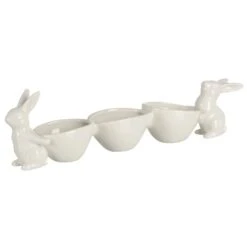 White Rabbits With Easter Egg Candy Bowls Table Decoration -XS-Stock XS7587 3 opt
