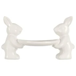White Rabbits Easter Cake Display Plate Candy Table Decoration -XS-Stock XS7588 4 opt