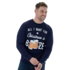 Mens Novelty Christmas Jumper Sweatshirt All I Want Is Booze -XS-Stock e87f663a b199 4b26 88e9 0c1c1289f420