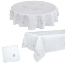Fabric Christmas Tablecloths Table Covers / Napkins -XS-Stock snowflake white 1600 opt 48753.1591950284.1100.1100