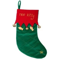 Nice Kitty Pet Cat Christmas Stocking Red & Green Fabric -XS-Stock xs3695 1600 1 21663.1547477431.1100.1100