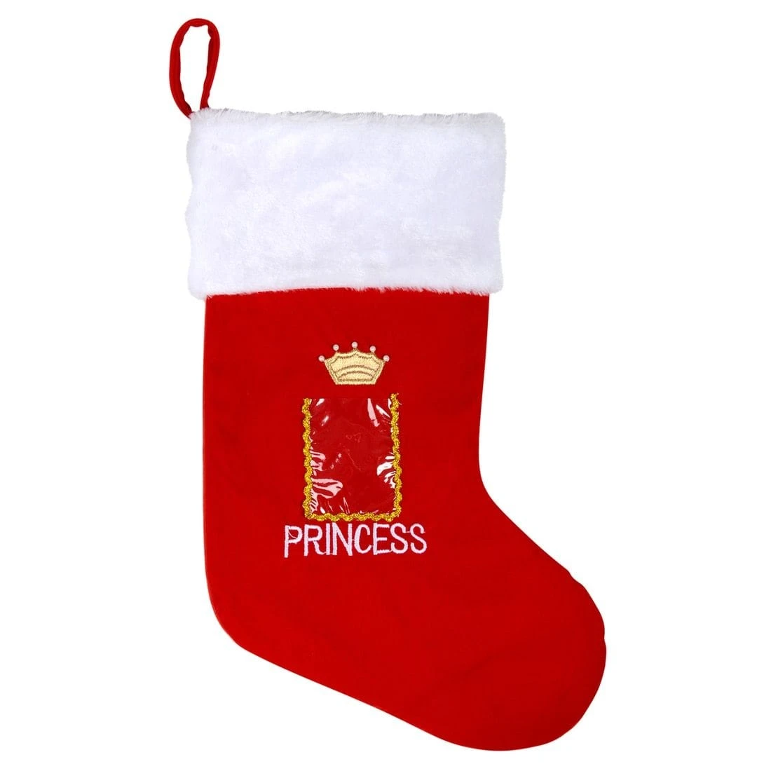 Royal Princess Photo Pocket Red Fabric Christmas Stocking 2 Royal Princess Photo Pocket Red Fabric Christmas Stocking - Image 2