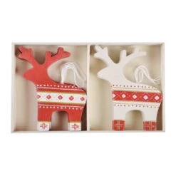 Set Of 6 Wooden Reindeer Christmas Tree Decorations Boxed -XS-Stock xs4517 1600 3 36435.1496762513.1100.1100