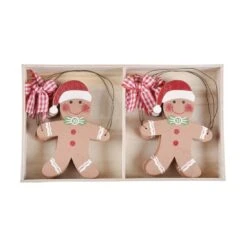 Set Of 6 Gingerbread Man Xmas Tree Decorations Wooden Boxed -XS-Stock xs4521 1600 2 30587.1496762651.1100.1100