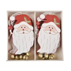 Set Of 6 Santa Face Xmas Tree Decorations Wooden Boxed -XS-Stock xs4522 1600 2 94953.1496762365.1100.1100
